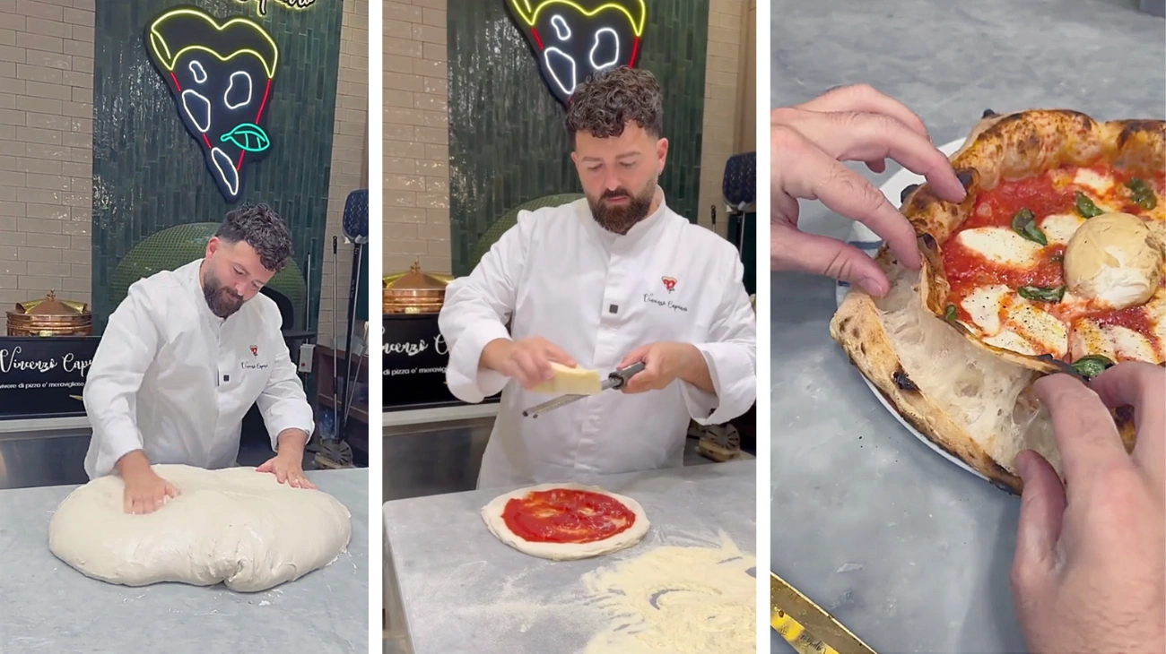 Vincenzo Capuano svela il segreto della sua pizza: l'impasto super  lievitato è gigantesco