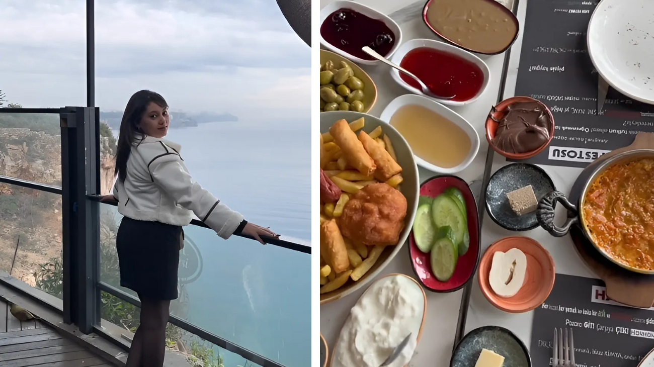 Turchia turista italiana mostra lo scontrino dopo una colazione esagerata