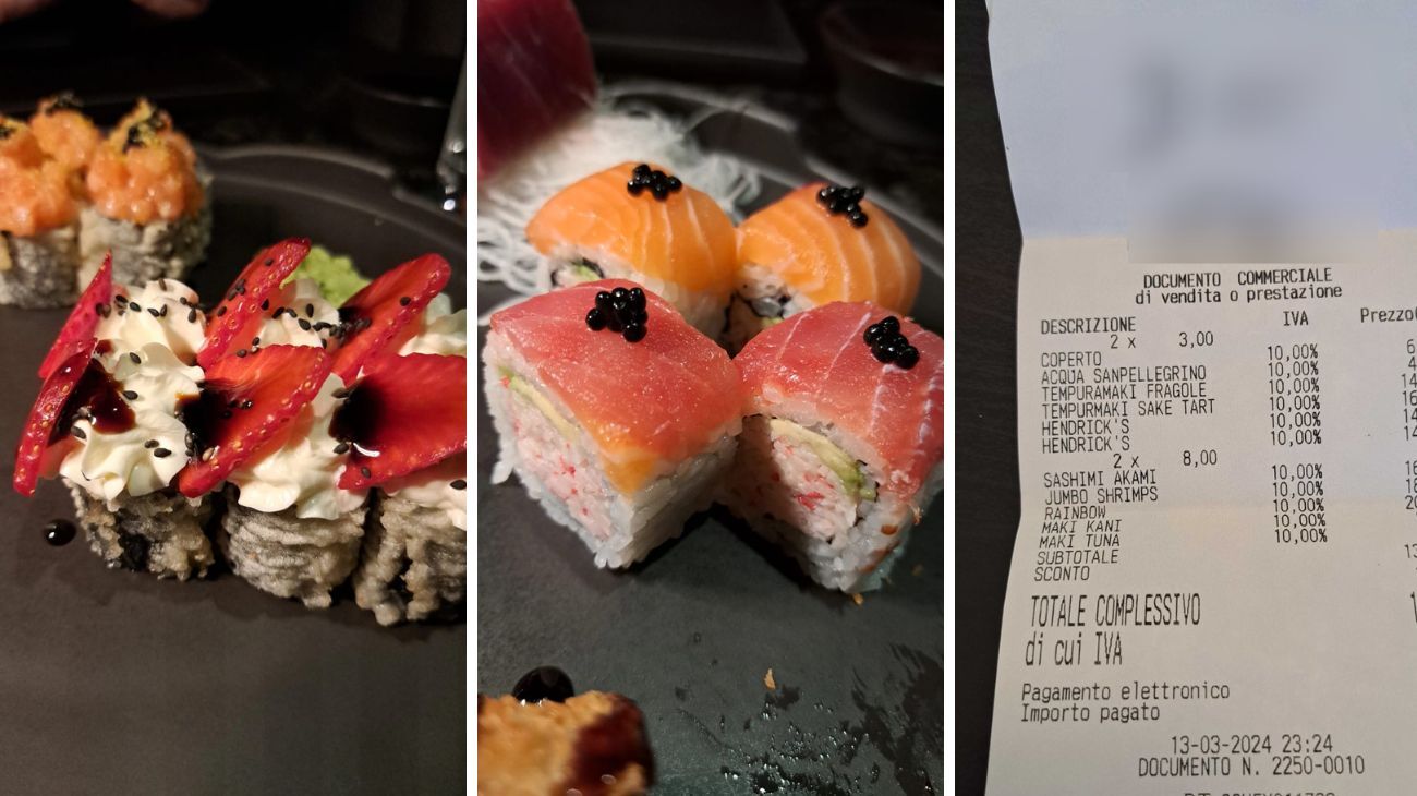 Mangia in un ristorante di sushi super lussuoso a Napoli poi mostra lo scontrino: il prezzo lascerà a bocca aperta