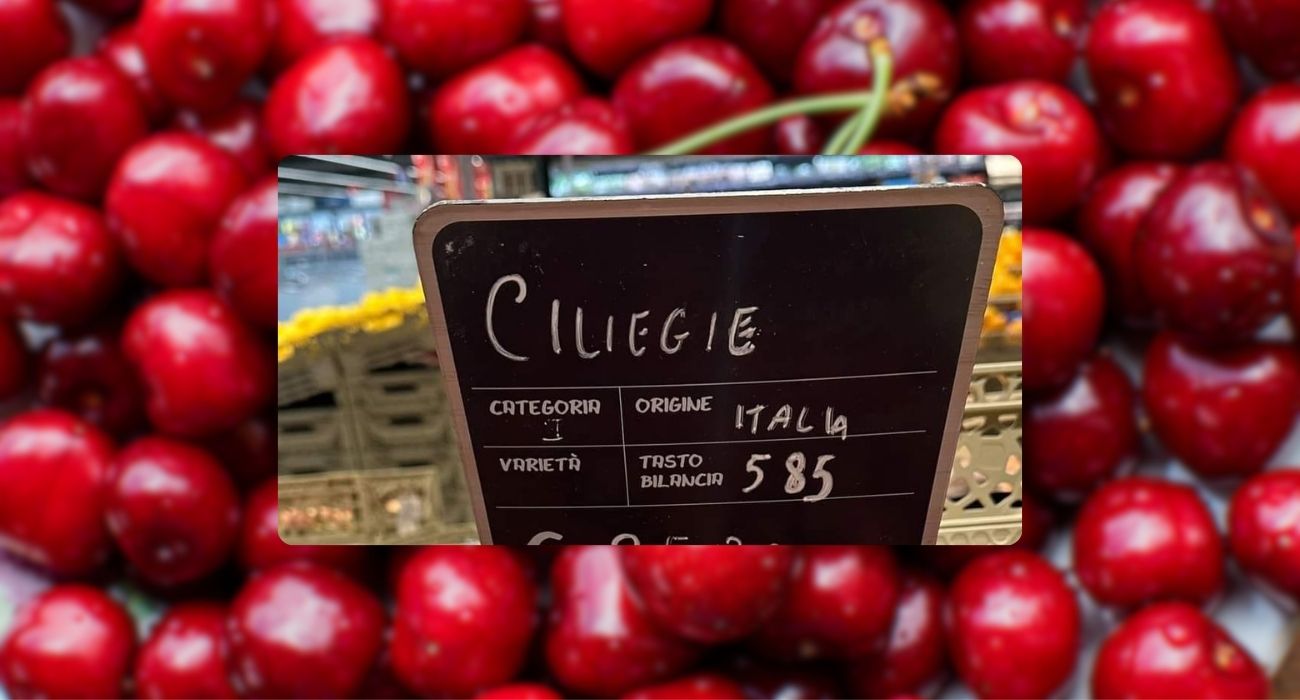 Il cartello delle ciliegie di origine italiane al supermercato diventa virale: "Il nuovo oro rosso: il prezzo al chilo è folle"