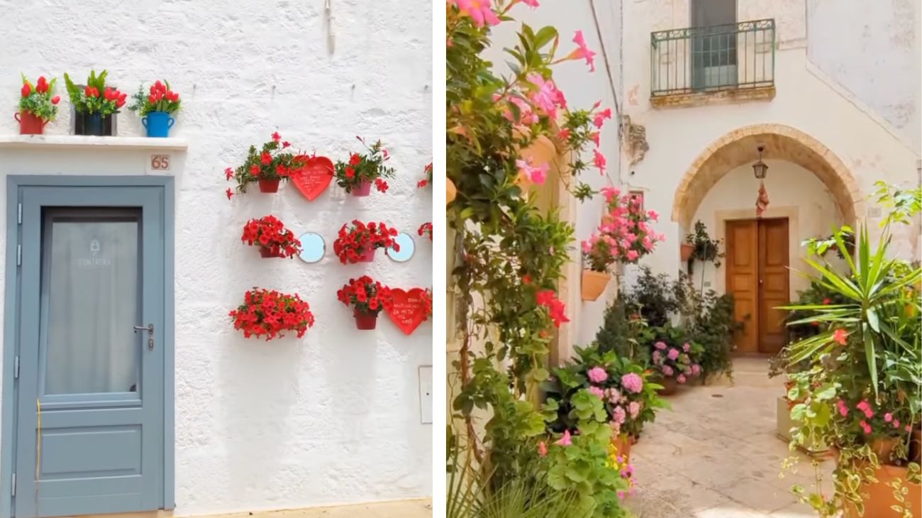 Puglia, borgo fiorito con case bianche: è un piccolo pezzo di paradiso tutto da visitare