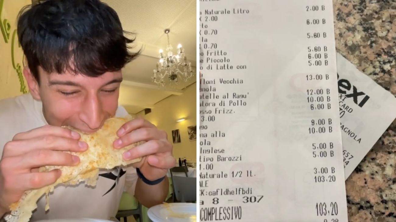 Ha mangiato in una trattoria nascosta e ha poi mostrato lo scontrino